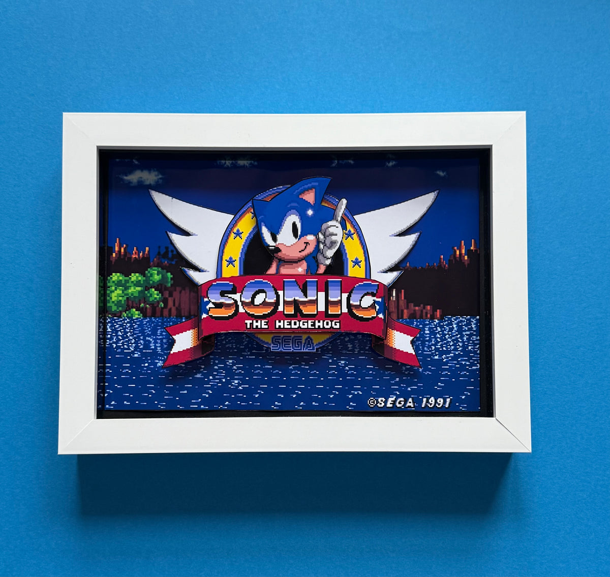Sonic the Hedgehog Intro 3D Shadow Box Art