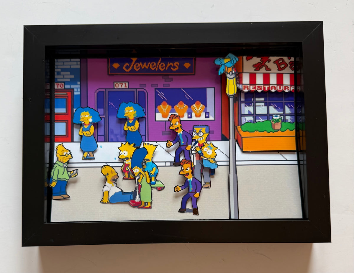 The Simpsons Arcade diorama 3D Shadow Box Art
