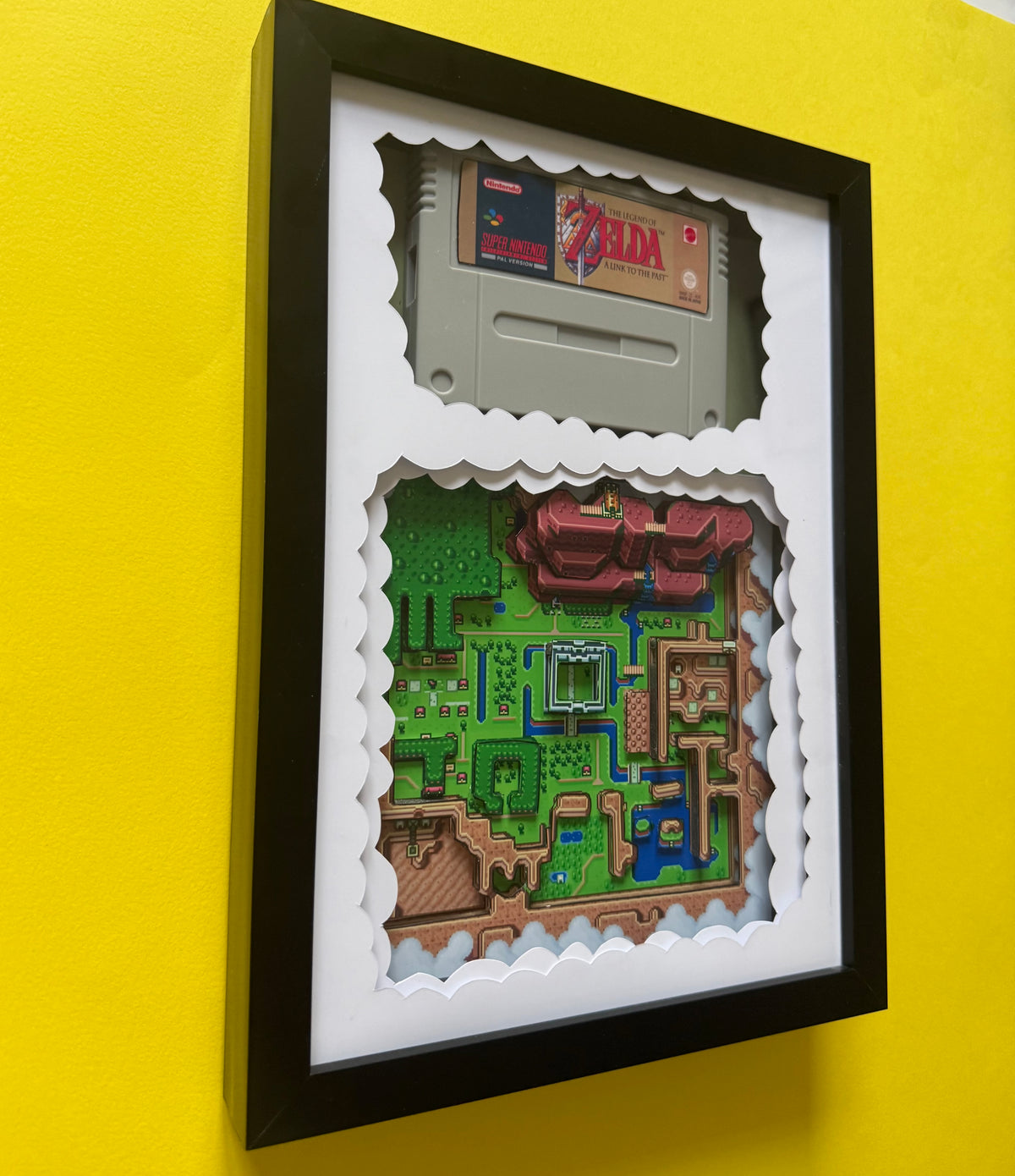 Zelda Hyrule Map SNES Cartridge  3D Shadow Box Art