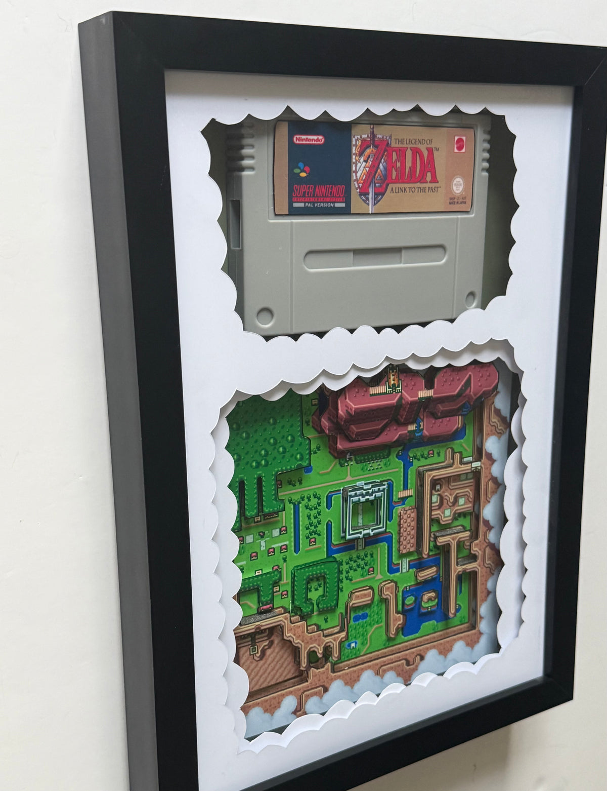 Zelda Hyrule Map SNES Cartridge  3D Shadow Box Art