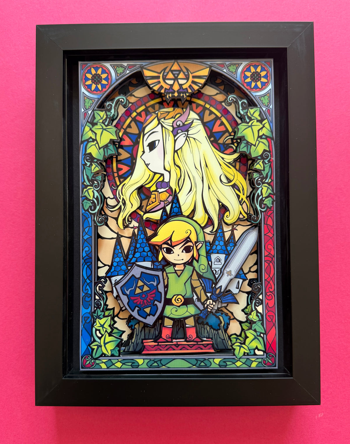 Zelda Stained Glass 3D Shadow Box Art