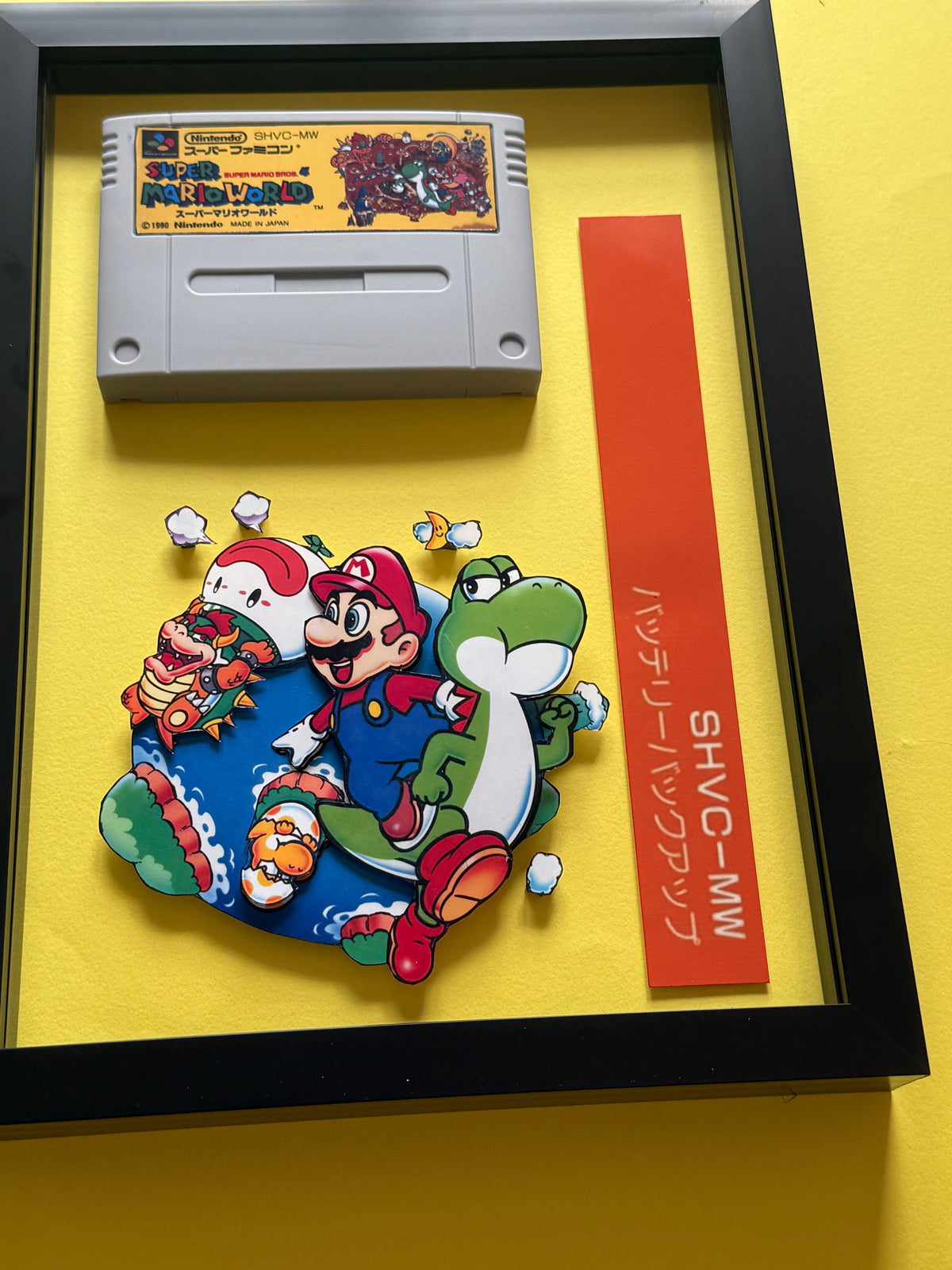 Super Mario World SNES Cartridge  3D Shadow Box Art