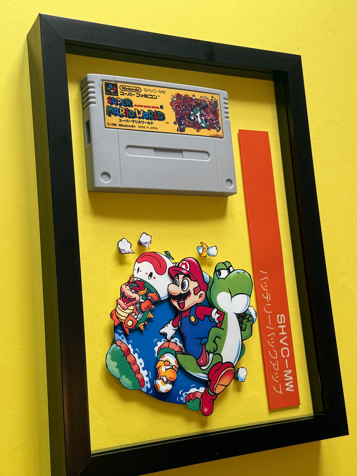 Super Mario World SNES Cartridge  3D Shadow Box Art