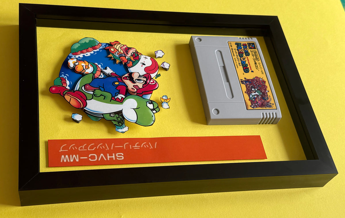 Super Mario World SNES Cartridge  3D Shadow Box Art