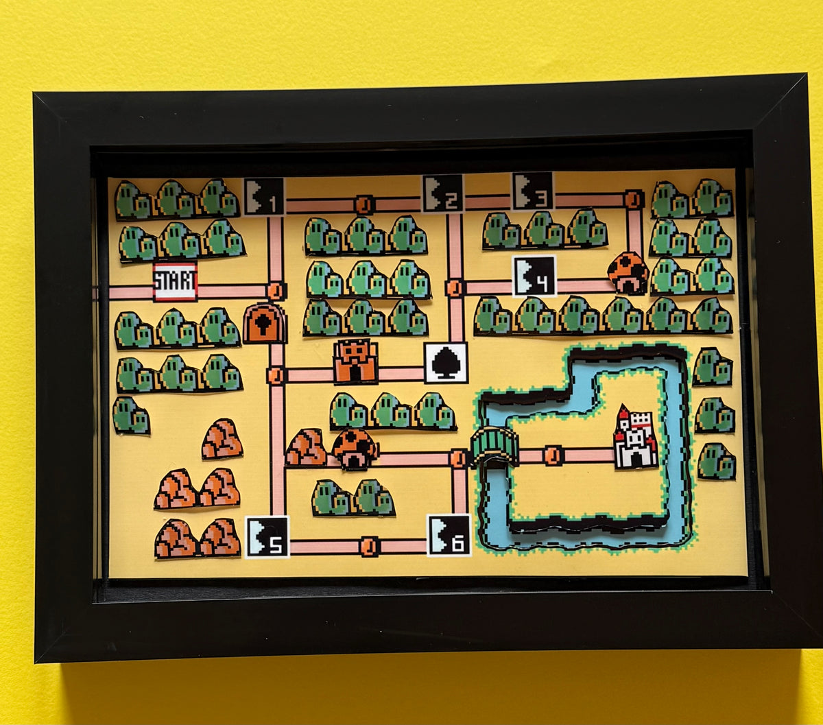 Super Mario Bros 3 World 1-1 Map  3D Shadow Box Art