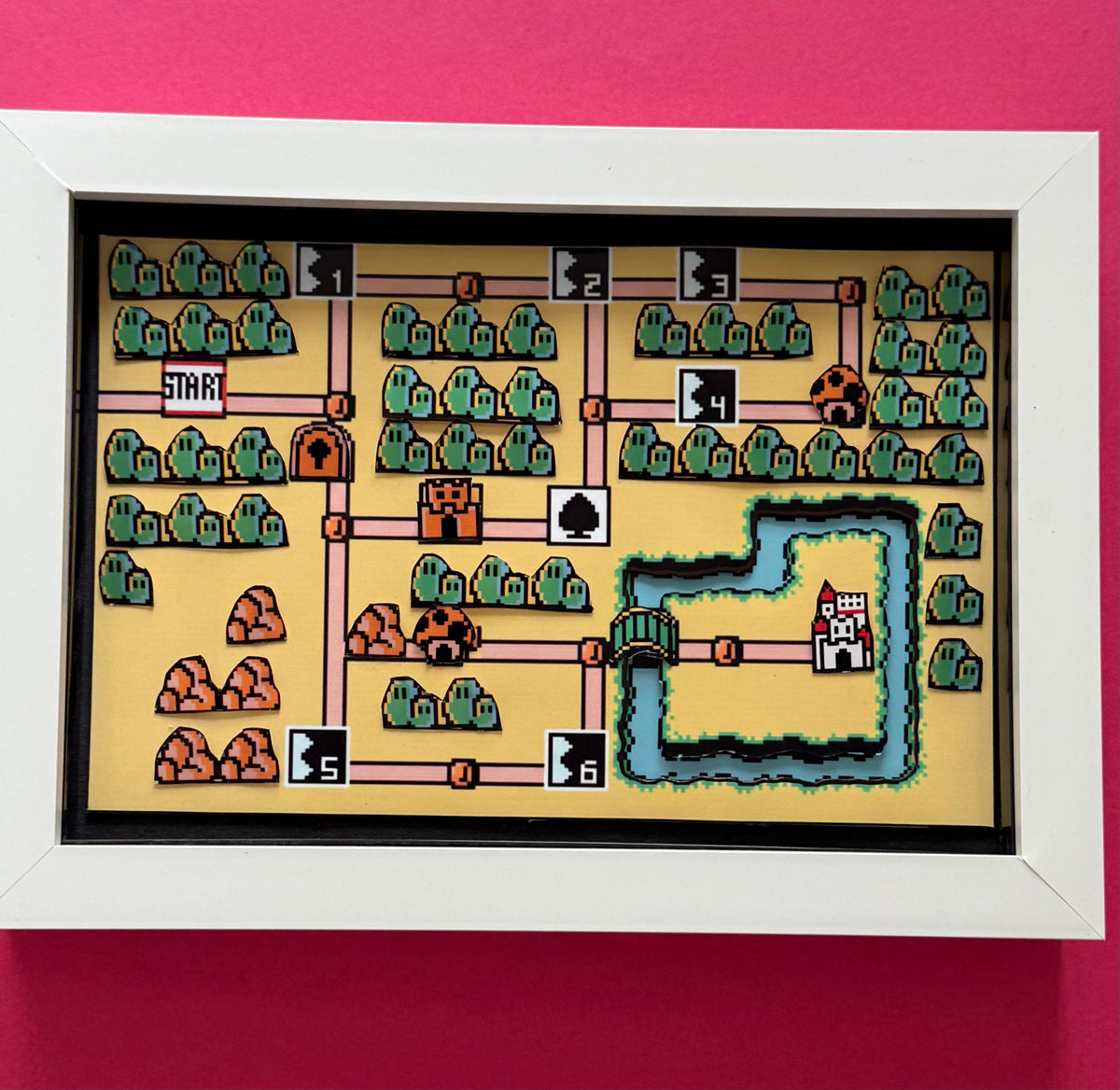 Super Mario Bros 3 World 1-1 Map  3D Shadow Box Art