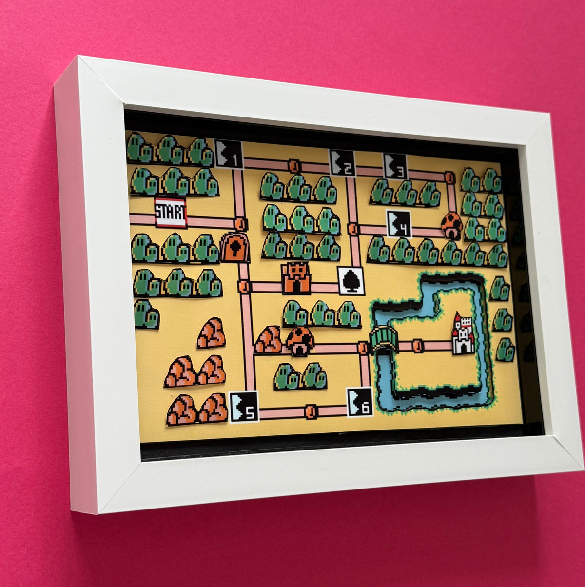 Super Mario Bros 3 World 1-1 Map  3D Shadow Box Art