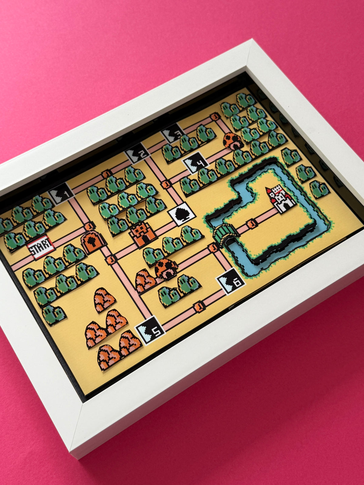 Super Mario Bros 3 World 1-1 Map  3D Shadow Box Art