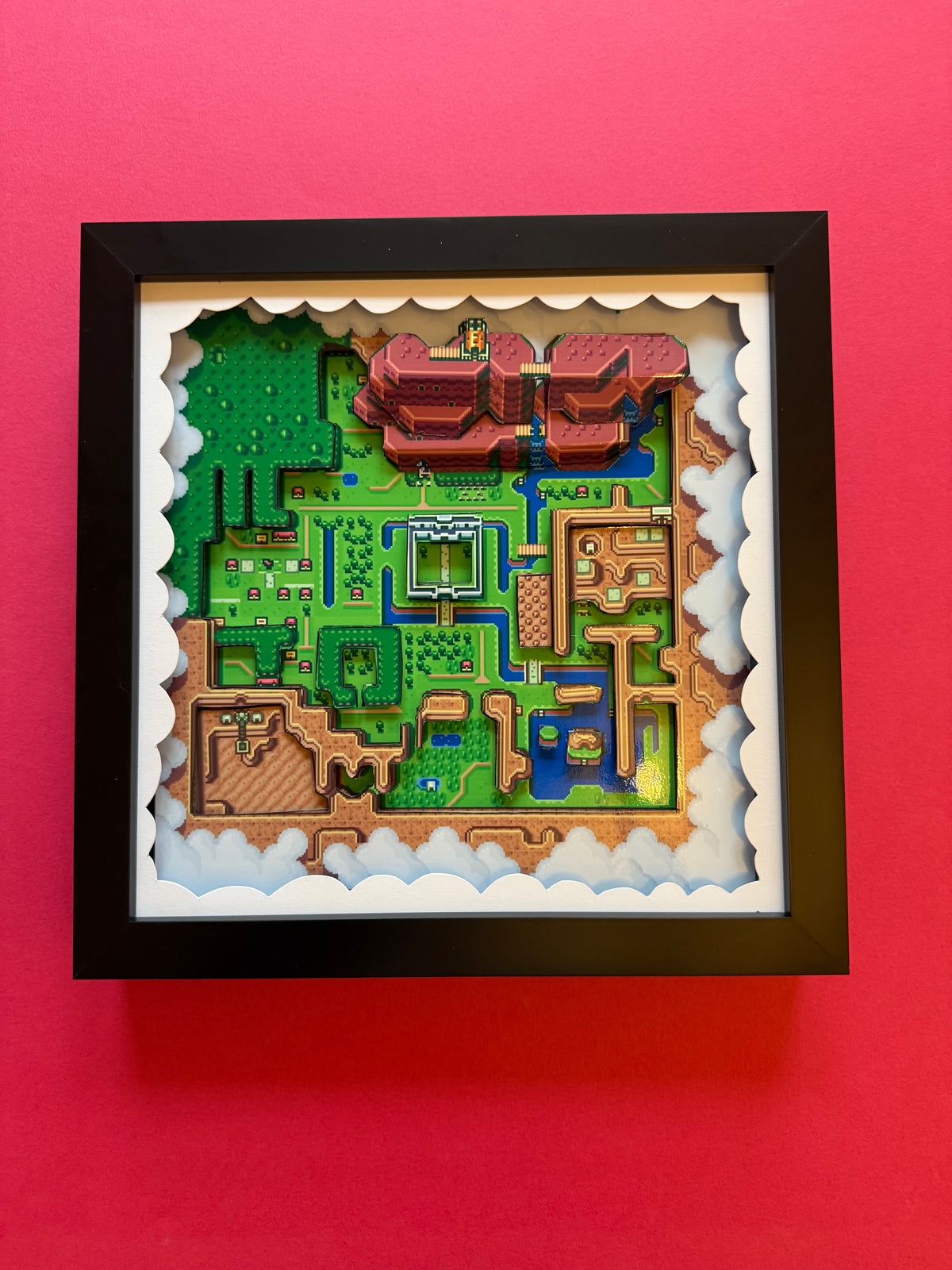Zelda Link to the Past Hyrule Map 3D Shadow Box Art
