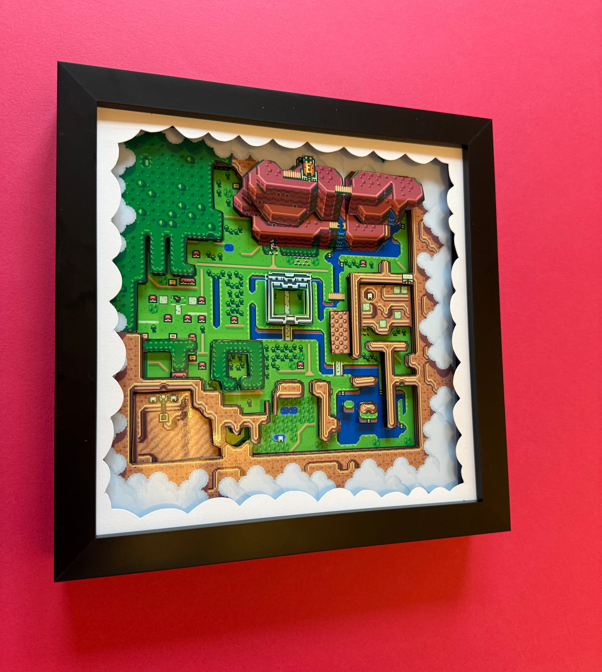 Zelda Link to the Past Hyrule Map 3D Shadow Box Art