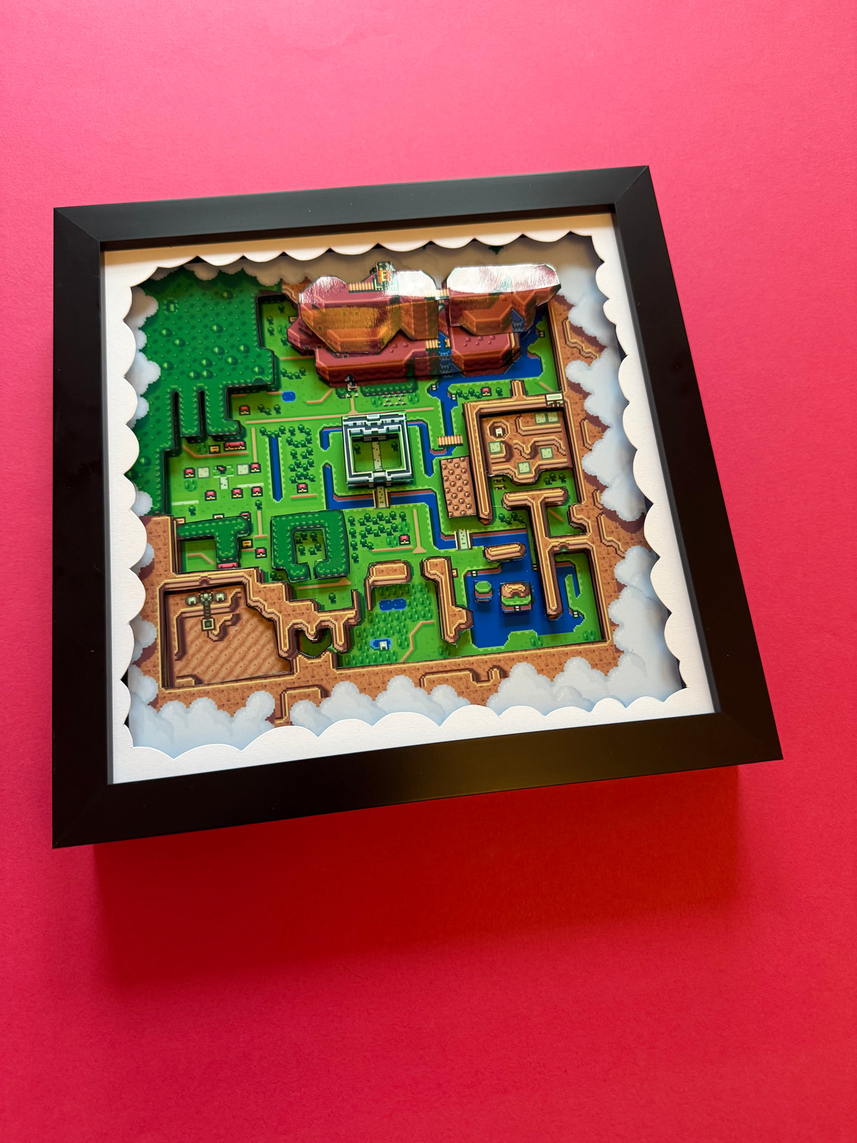 Zelda Link to the Past Hyrule Map 3D Shadow Box Art