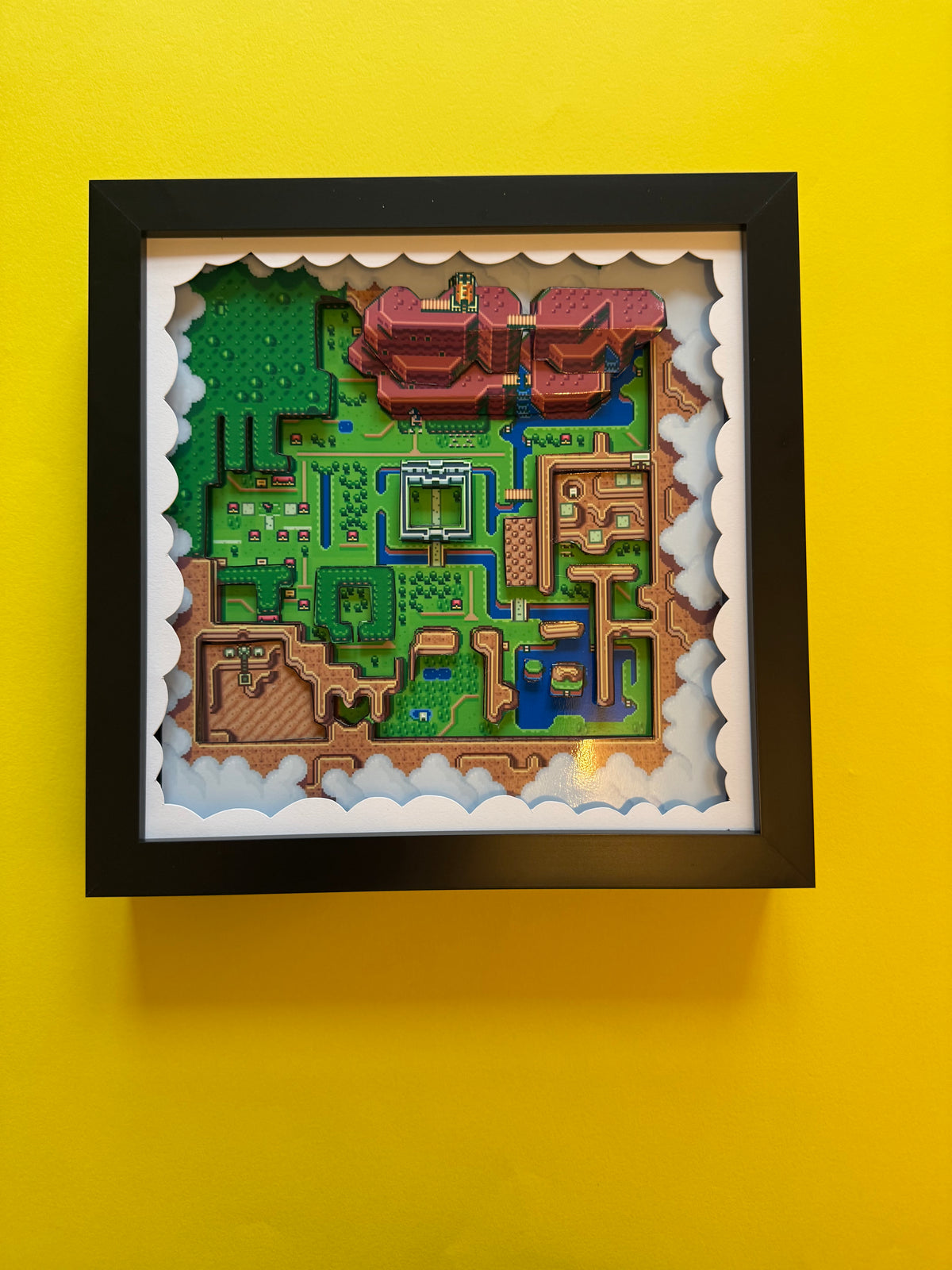 Zelda Link to the Past Hyrule Map 3D Shadow Box Art