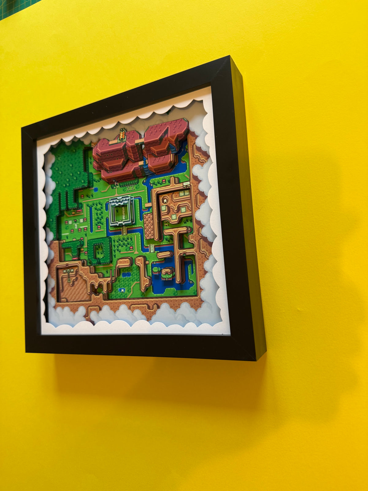 Zelda Link to the Past Hyrule Map 3D Shadow Box Art